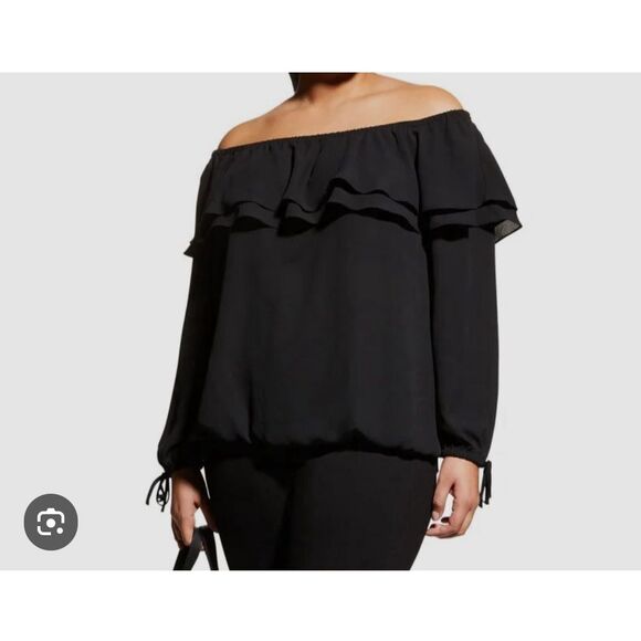 🔥🔥5 for $25🔥🔥 MK Black long sleeve Off the Shoulder blouse Size Medium - Picture 1 of 11